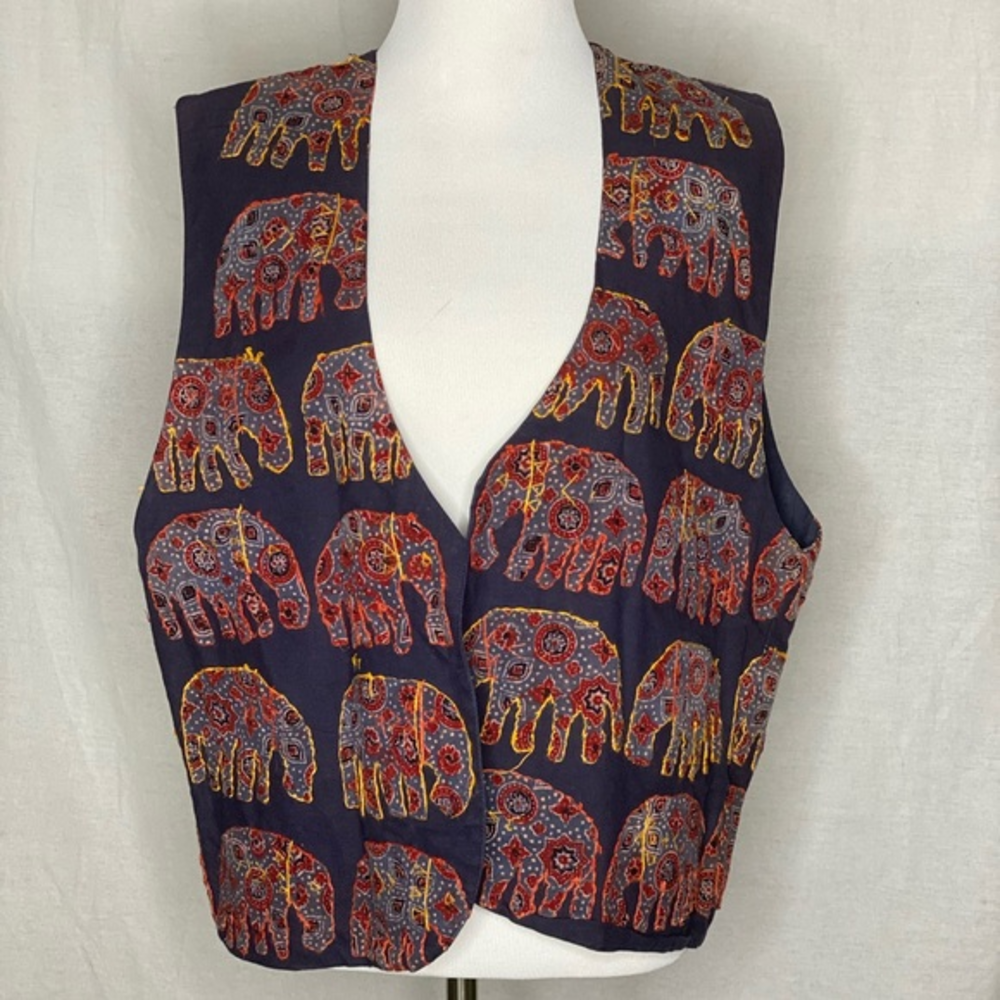 Vintage‎ SOHO Compagnie Embroidered Elephant Vest S